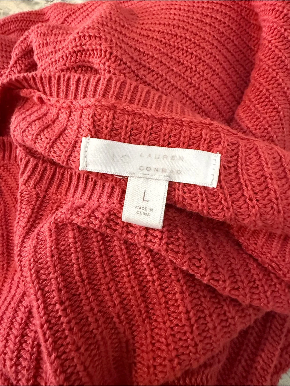LC Lauren Conrad Coral Ribbed Tie-Sleeve Sweater - Picture 8 of 8
